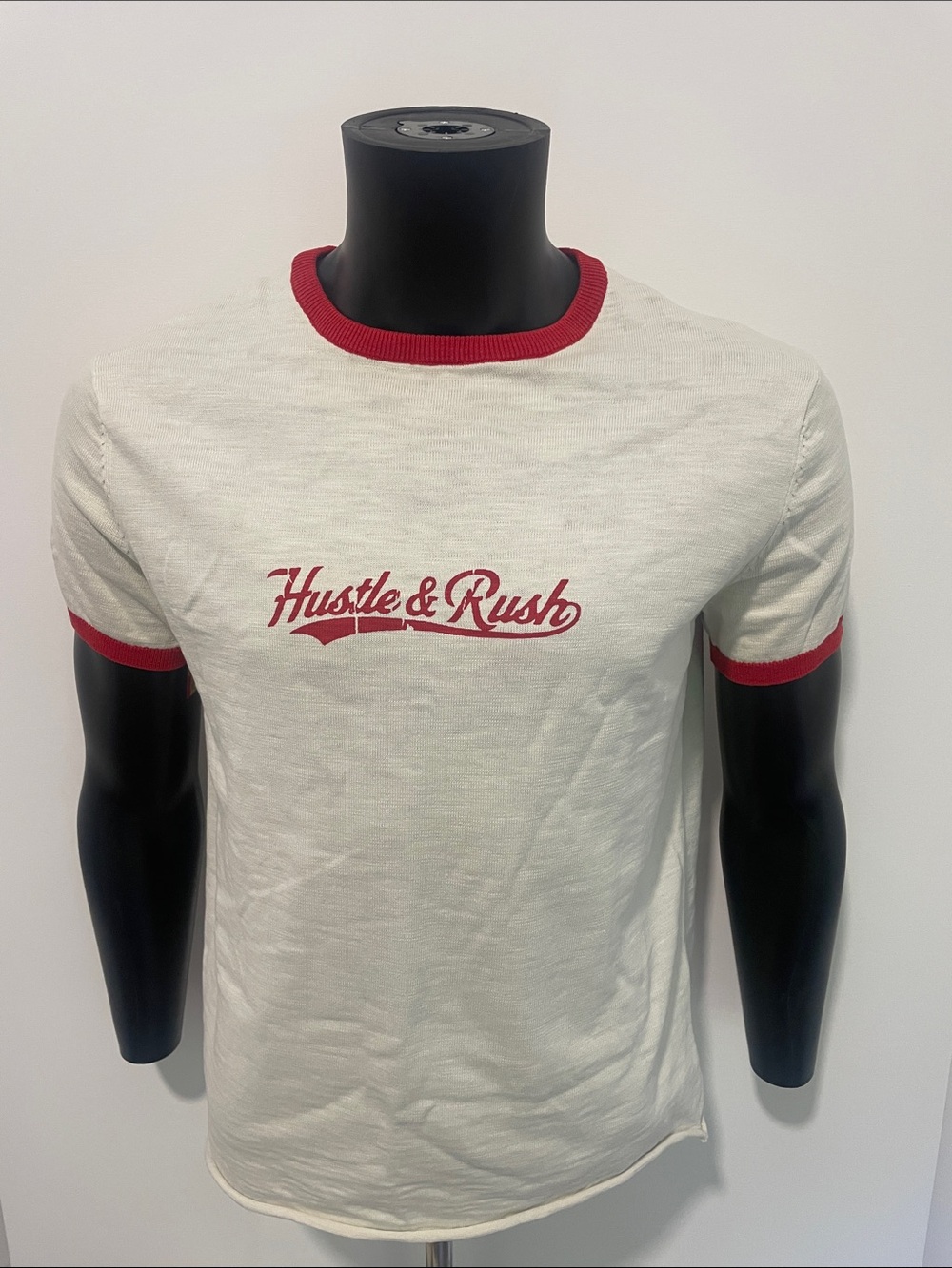 Zara White Short-Sleeve Ringer Tee with Red Trim